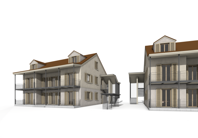 Visualisierung Haus Süd + Haus Nord Rigi Holzplan 
