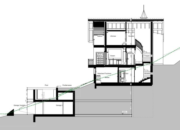 Architektenzeichnung Querschnitt marty architektur 