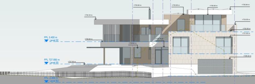 Architektenzeichnung Nord-Ostfassade roland burkard architektur 